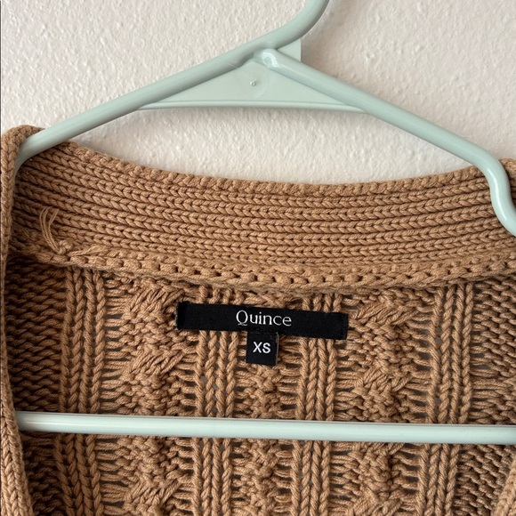 Quince 100% Organic Cotton Oversized Cable Cardigan in Camel women’s size XS - Picture 6 of 9